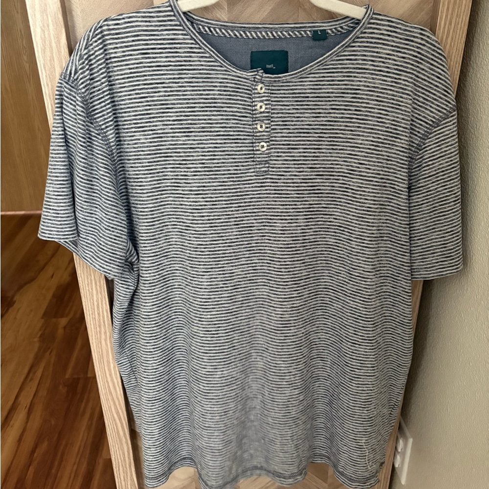 Classic Striped Black and White Henley Tee
